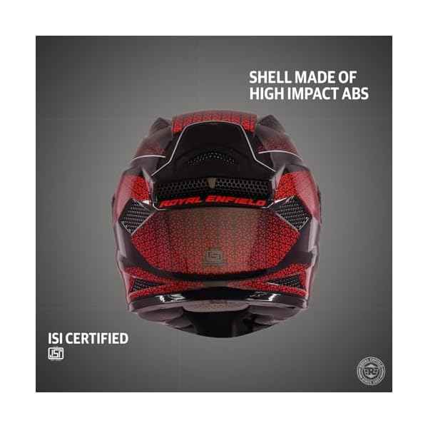 Royal Enfield CROSSAIR Full FACE PS I ABS GI RED M58 | Fit: Regular | Certification: ISI | Material : ABS | Type: Full face EPS Liner for Better Shock Absorption | Gender: Men's