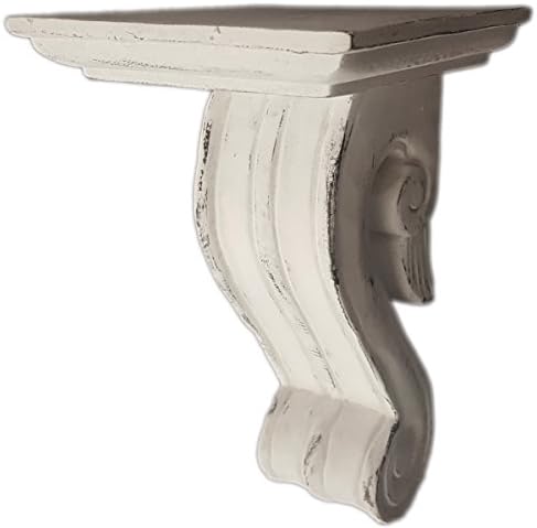CinMin Handcarved Corbel Antique White Wood Wall Bracket, 10 Inch (Bordeaux)