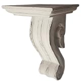 CinMin Handcarved Corbel Antique White Wood Wall Bracket, 10 Inch (Bordeaux)