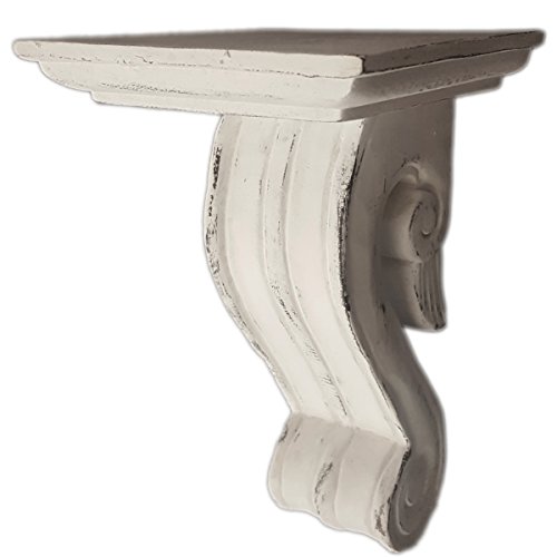 Cinmin Handcarved Corbel Antique White Wood Wall Bracket, 10 Inch (Bordeaux) #TOP4