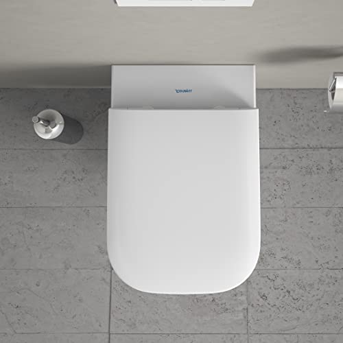 Duravit Toilet seat Happy D.2, Soft Close Toilet seat, Urea thermoset Toilet lid, Toilet Cover with Stainless Steel Hinges, White