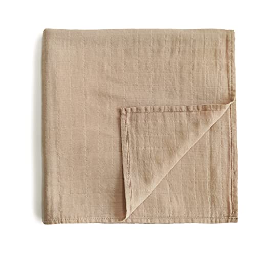 Image of mushie Muslin Baby Swaddle Blanket | 100% Organic Cotton (Pale Taupe)