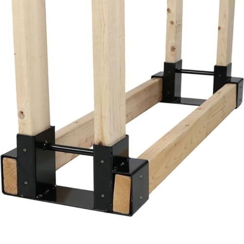 Étagère à bois de cheminée en fer noir robuste extérieur et intérieur