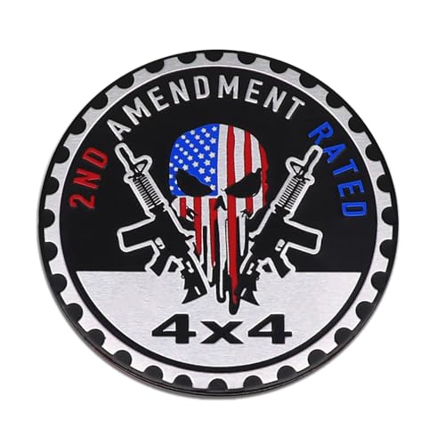 Image of 2ND Amendment Badge Rated Car Emblem, 4 x 4 3D Metal Car Badge Decals Stickers Round Emblem Decals, Universal Exterior Decorations Accessories Emblems Badge for Jeep Wrangler Vehicles Truck SUV RV