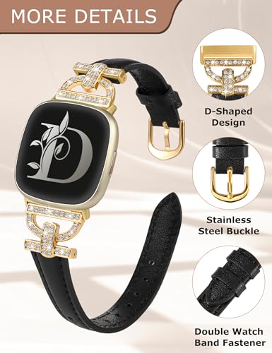 TOYOUTHS Genuine Leather Straps Compatible with Fitbit Versa 3/Versa 4/Sense 2/Sense - Image 3