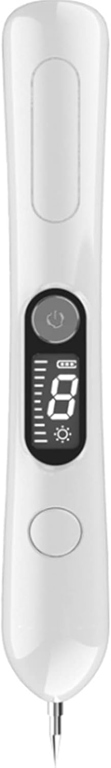ONE-KJWH Rotulador Removedor De Marcadores De Piel, Kit De Rotulador De Eliminación De Lunares con 9 Niveles De Resistencia Rotulador Removedor De Marcadores De Piel Recargable Portátil,Blanco