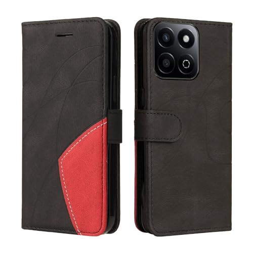 XINNI Protective Phone Case for Honor 200 Smart, PU/TPU Vintage Flip Leather Shockproof Cover Magnetic Book Style Wallet, Black