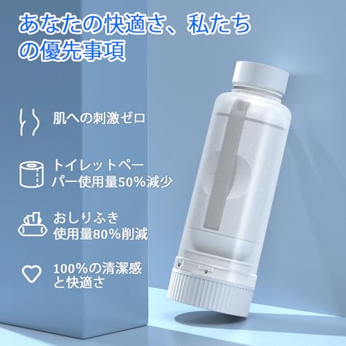 VITCOCO おしり洗浄器 充電式 携帯洗浄器 IPX7防水 2段階水圧モード 旅行グッズ (USBケーブル1個、ウォーターボトルとノズル1個、専用袋付)Type-C シャワー ウォッシュ 快適グッズ 旅行 トラベル トイレ ハンディ ポータブル 災害対策に便利なポータブルビデ の商品画像 5