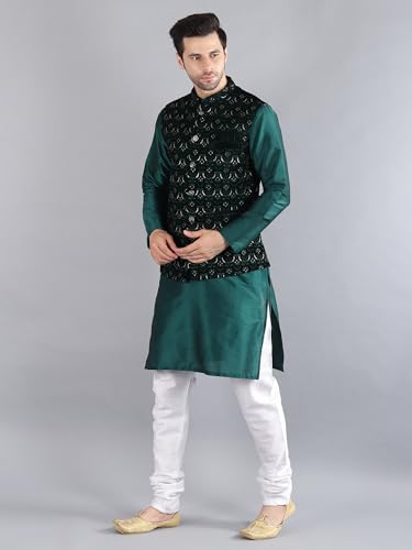 Image of Uri and MacKenzie Men's Silk Blend Kurta Pajama with Designer Ethnic Nehru Jacket /Modi Jacket