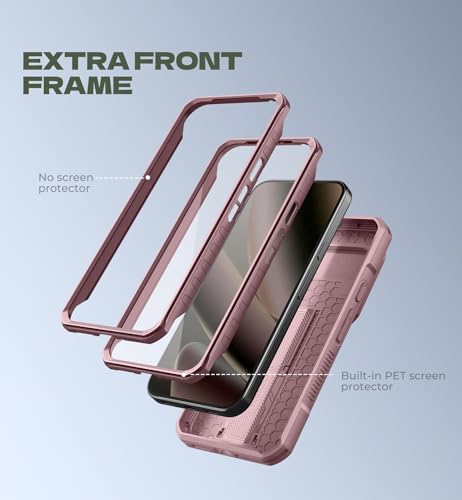 Coque Google Pixel 10 Dexnor robuste avec protège-écran et support Rose - 4
