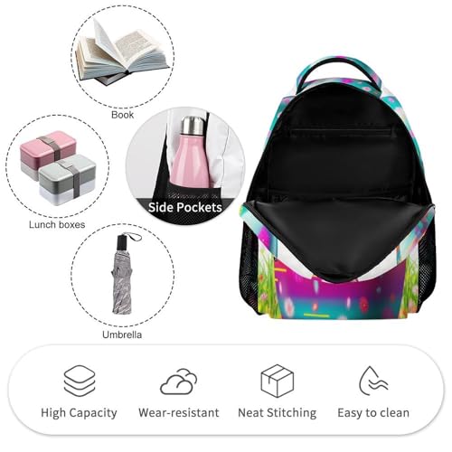 Colorful Easter Egg Backpack for Men Women, Durable Small Backpack Casual Lightweight Daypack for Travel Bag3