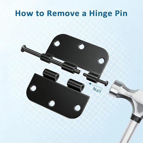 KNOBWELL 3 Pack Matte Black Door Hinges No Squeak 3.5" x 3.5" Heavy Duty Door Hinge with Black Finish, Interior Door Hinges, 5/8" Radius Corners by KNOBWELL - Image 9