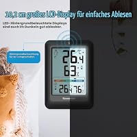 Newentor MAX MIN Thermometer innen außen 24/48 Std./alle Zeiten - Hygrometer Innen mit Luftkomfort - Wetterstation Funk mit Außensensor - Raumthermometer mit Beleuchtung, Schwarz, 3*Außensensor – Ansicht 5