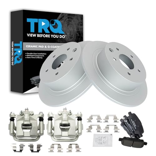 Image of TRQ Rear Brake Pad & Rotor Kit Ceramic Premium G-Coated Compatible with 2010-2012 Nissan Altima 2007-2008 Maxima