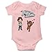 Produktbild OKIWOKI Star Wars Lustiges Rosa Kurzärmeliger Baby-Bodysuit (Mädchen) - Han Solo, Chewbacca SD Karikaturen und Das Falcon Millenium Mini Drone (Star Wars Parodie signiert Hochwertiges Baby-Bodysuit