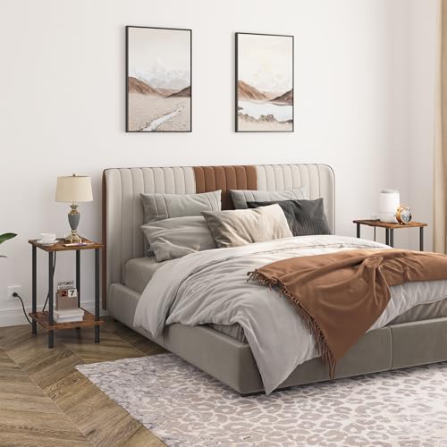 image for HOOBRO Side Table with Charging Station, Set of 2 End Tables with USB 