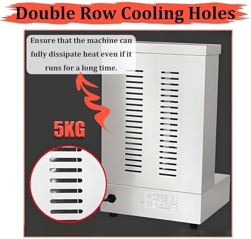 Professional Vertical Shawarma Machine - 2-Burner Doner Kebab Grill with 360° Rotation, Adjustable 122-572°F, Stainless Steel, Ideal for Home & Kitchen Parties (Gas 2800P)