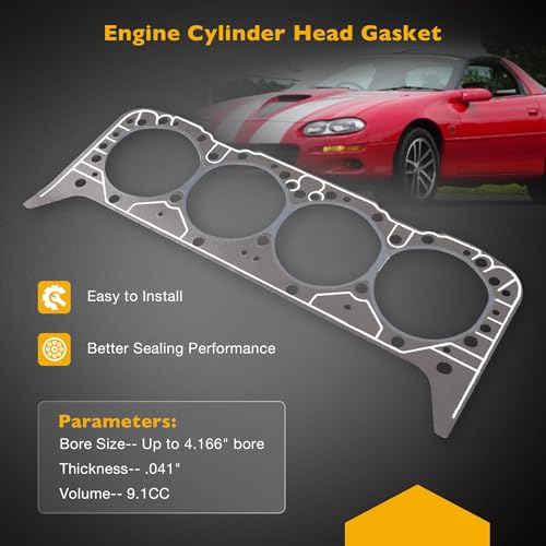 Image of 5.7 Cylinder Head Gasket, Compatible with Gen 1 Gen 2 SBC Engines 350 355 383 406, Replaces# 1003 14011034 7113