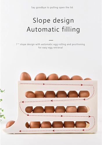 Suporte de ovo de 4 camadas para geladeira – suporte dispensador de ovos que economiza espaço, organ