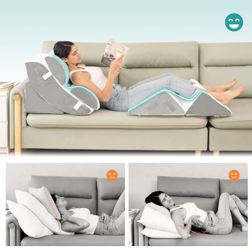 Hansleep 6Pcs Orthopedic Bed Wedge Pillow For Sleeping, Adjustable Post Surgery Pillow Set For Body, Back And Leg Pain Relief, Memory Foam Support Pillows For After Surgery thumb #7