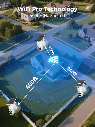 Image of Solar Security Camera Outdoor Wireless WiFi Pro, 4MP Color Night Vision, AI /PIR Motion Detection, 360 PT, 2-Way Audio, IP66, 2.4 /5GHz, SD /Cloud Storage, Compatible with Alexa, Mobile App & HomeBase