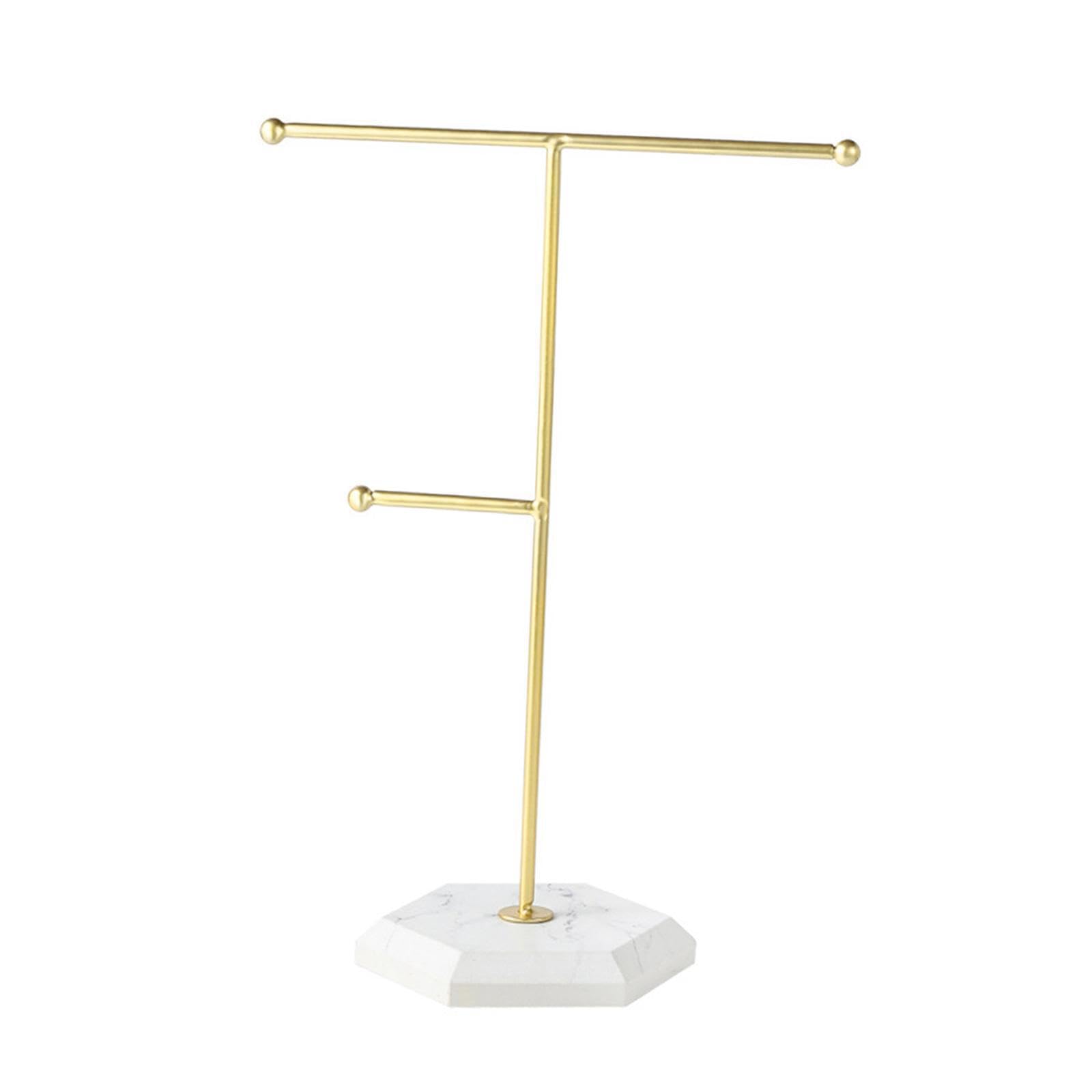 Yixannx Gold Multi Functions Jewelry Display Stand Jewelry Organizer Metal Organizer Showcase Dresser Home Earrings Watches Rings Bracelets Holder Necklace Hanger, 18.5X26cm
