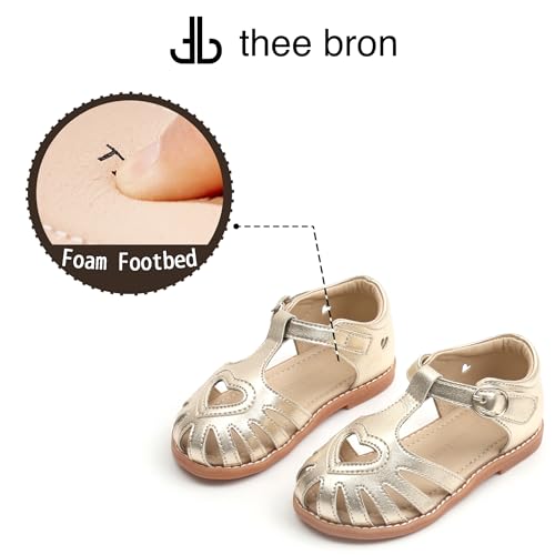 Image of THEE BRON Toddler Girls Closed-Toe Sandals Sweet Retro Cutout Summer Dress Shoes