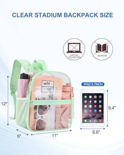 Image of Clear Backpack for Stadium Events, 12x12x6 Small Clear Plastic bag with Reinforced Straps for Game Security Festival Concert