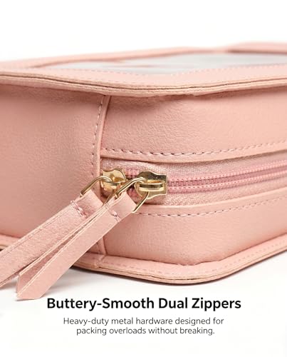 Image of Clear Makeup Bag, TSA Approved Toiletry Organizer With Zipper, Fit Carry-on Travel Essentials, Cosmetic Bag for Women Men (O-Pink)