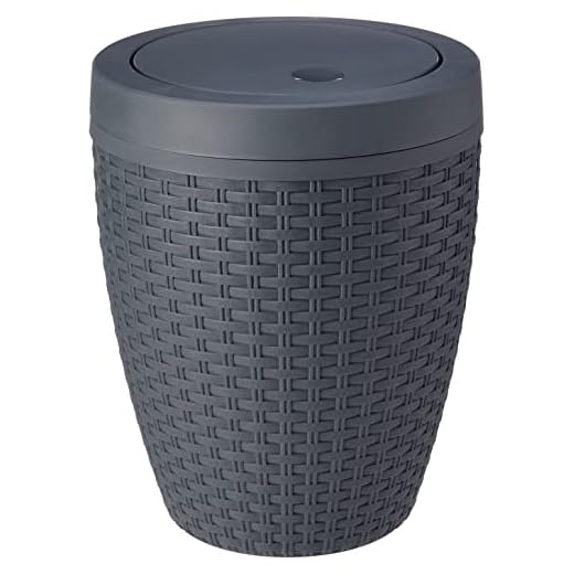 Addis Badrum Papperskorg med Fliplock, Konstrotting, Mörkgrå, 5 l