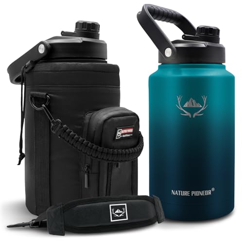 Image of NATURE PIONEOR 1 Gallon (128oz) Insulated Water Bottle Jug with Carrier Bag