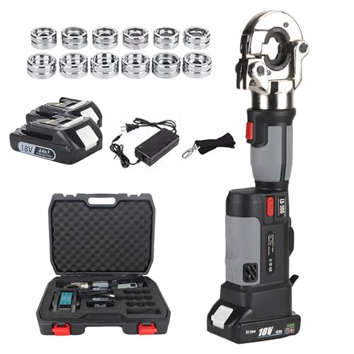 Elektrisches Akku Presszange, Professionelles Batteriebetriebene Crimpzange Set-16–300 mm² Reichweite, 360° Kopfdrehung Zum Crimpen Von Kupfer-Aluminium-Klemmen