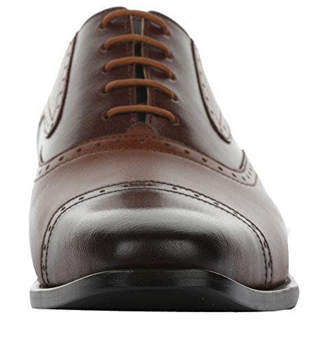 Image of LIBERTYZENO Mens Burnished Toe Genuine Leather Adults Lace Up Oxford Dress Shoes for Easter Gift