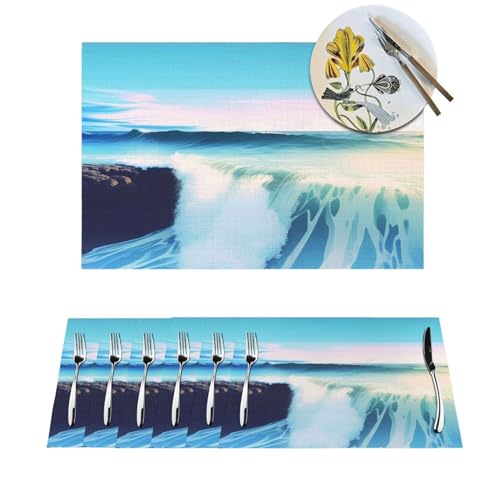 Set de table vagues de mer tissé de qualité supérieure - 2