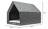 Rexproduct - PetHome Hundehütte mit Liegefläche und Dach I Biss- und Kratzfest I Gute Schalldämmung I Umweltfreundlich & Einfach zu Montieren I Größe S (60x42x43 cm) - Dunkelgrau und Rosa