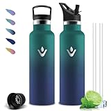 Mujigaga Botella Agua- 750ml- Botella Agua Acero Inoxidable, A Prueba de Fugas, Cantimplora con Pajita, sin BPA, Mantiene 24H Frio/12H Calor, Cantimplora para Oficina, Senderismo, Cámping