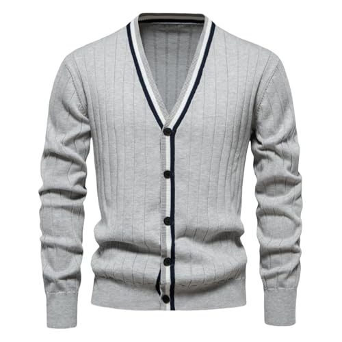 Cardigan col en V en tricot pour homme veste à manches longues tendance