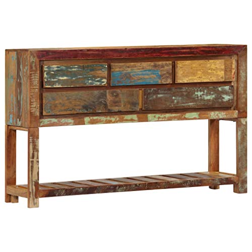 Festnight Aparador Cocina Aparador 120X30X75 Cm Madera Maciza Reciclada con 5 Cajones y 1 Estante