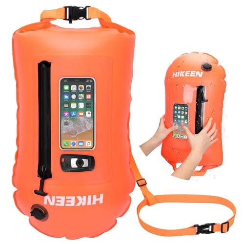 BOOSTEADY Bouée Natation, Bouée de Nage en Eau Libre, Sac Étanche Flottant Amélioré avec Ceinture Ajustable, Flotteur de Sécurité de Natation Gonflable pour Kayak Triathlète