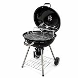 Kugelgrill 54 cm Holzkohlegrill mit Deckel & Thermo-Luftregulierung – Große Grillfläche Ø54 cm – Mobiler BBQ Grill mit Aschebehälter & Ablage – Holzkohle Standgrill für Garten & Terrasse