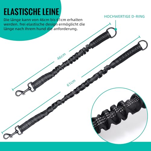 2 stück Verwicklungsfreie Elastische Hundeleine, Keine Verwickelte Doppelte Hundeleine Hundetrainingsleine Reflektierende Elastische Leine Schwarz