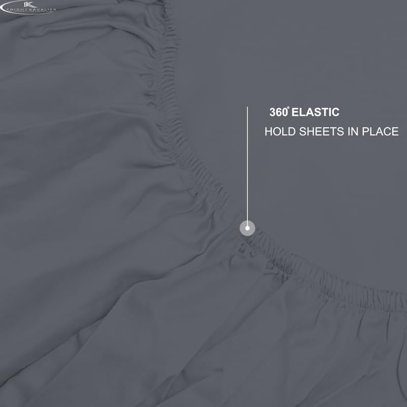 Image of King Size Fitted Sheet- Egyptian Cotton 500 Thread Count Hotel Luxury 1 Piece King Fitted Bedsheet- Fit Mattress Up to 12 inch- Extra Soft, Wrinkle Free, Breathable Sheet- Dark Grey