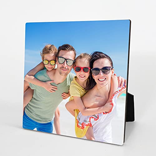 HB Art Design Custom Photo Print Photo Panel Print with Easel for Desktop Upload your Photo Tabletop Square Shape Frame Personalized Photo Print Picture Custom Gift grand dad mom Small 10x10 inches