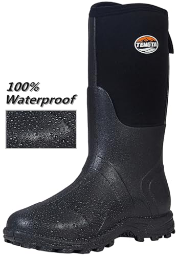 TENGTA Narrow Fit Waterproof Rubber Rain Boots for Men and Women - Durable 6mm Neoprene Insulated, Ideal for Hunting, Farming & Outdoor Work2