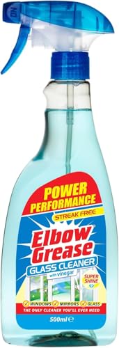Glass Cleaner with Vinegar for Windows and Mirrors, 500 ml - Window Cleaning Equipment Streak-Free Effectively Removes Grease & Dirt from Windows & Surfaces Quickly (500ml)