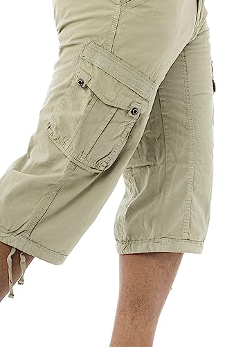 X Ray Men's Belted Tactical Long Cargo Shorts For Men, Below Knee Length Mens Cargo Shorts, 3/4 Pants Stone 28 #TOP3