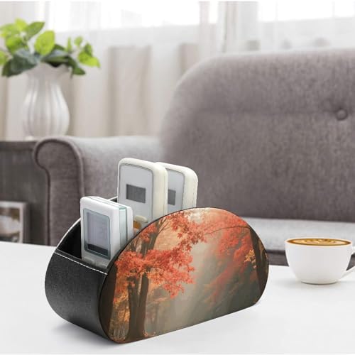 Support de télécommande en cuir motif forêt d'érable pour un bureau élégant