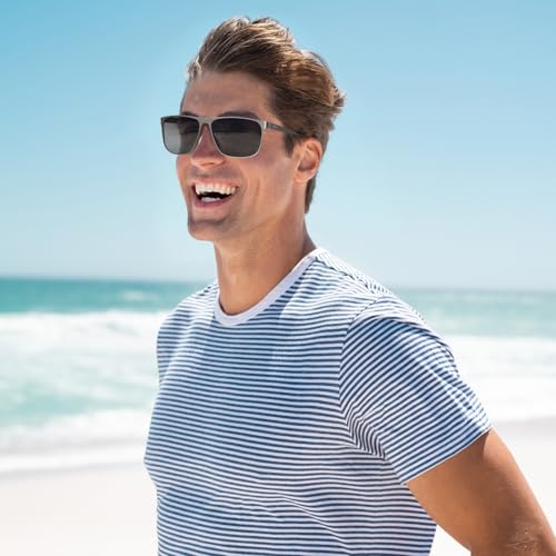 CARFIA Spring Hinge Metal Polarized Sunglasses for Men UV Protection Lightweight Square Sun Glasses for Driving Fishing Golf2