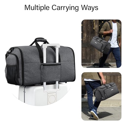 Hanke Carry on Garment Bags for Travel,Convertible Duffle Bag Luggage Bag Weekend Bag with Shoe Compartment,2 in 1 Hanging Suitcase Suit Bag for Men Women,Dark Grey - Image 7