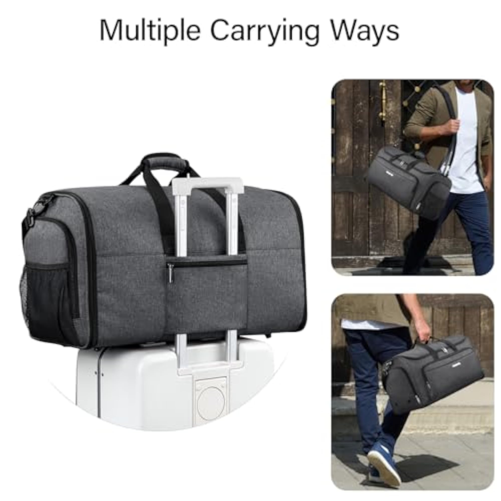 Garment Duffle Bags for Travel, Dark Grey